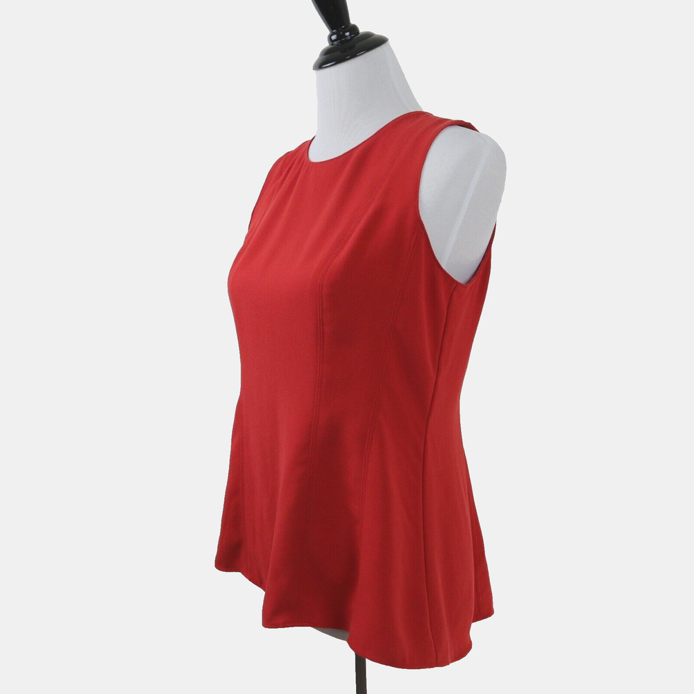 Ann Taylor Size 6 Seamed Shell High Low Top Orange 'Blazing Red'